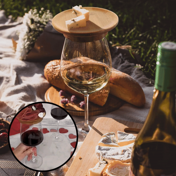 Elegant Wooden Snack Tray for Wine Glasses | Perfect for Entertaining