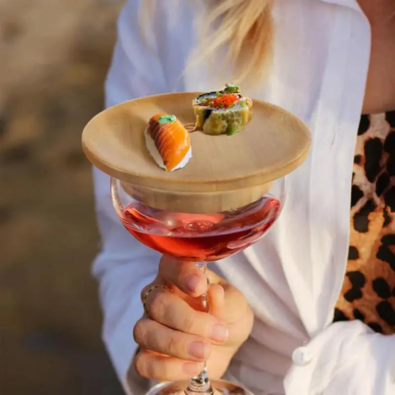 Elegant Wooden Snack Tray for Wine Glasses | Perfect for Entertaining