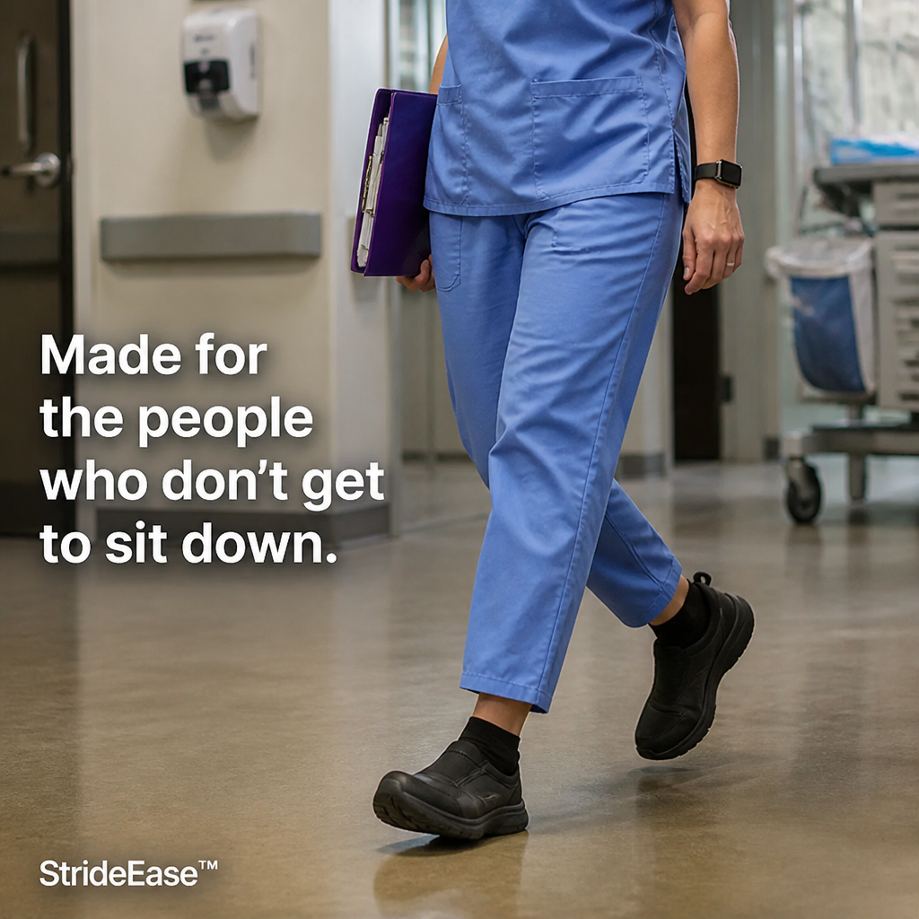 StrideEase™ — Beat the End-of-Shift Foot Ache with All-Day Graduated Compression
