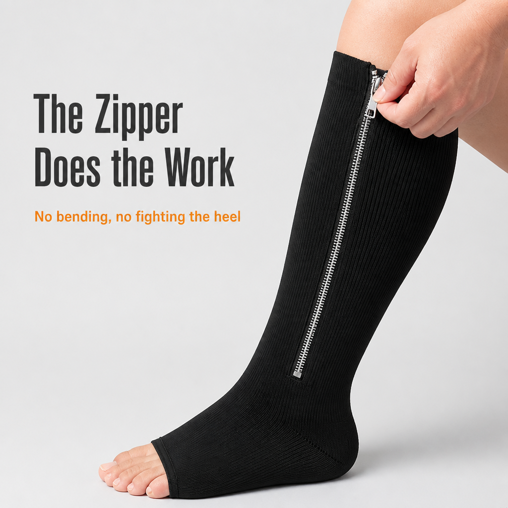 SilvaStride™ — Zip On Compression That Eases Swollen, Tired Legs by Evening