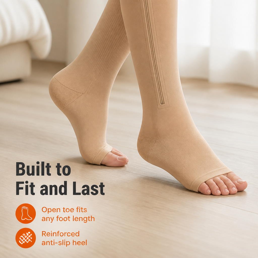SilvaStride™ — Zip On Compression That Eases Swollen, Tired Legs by Evening