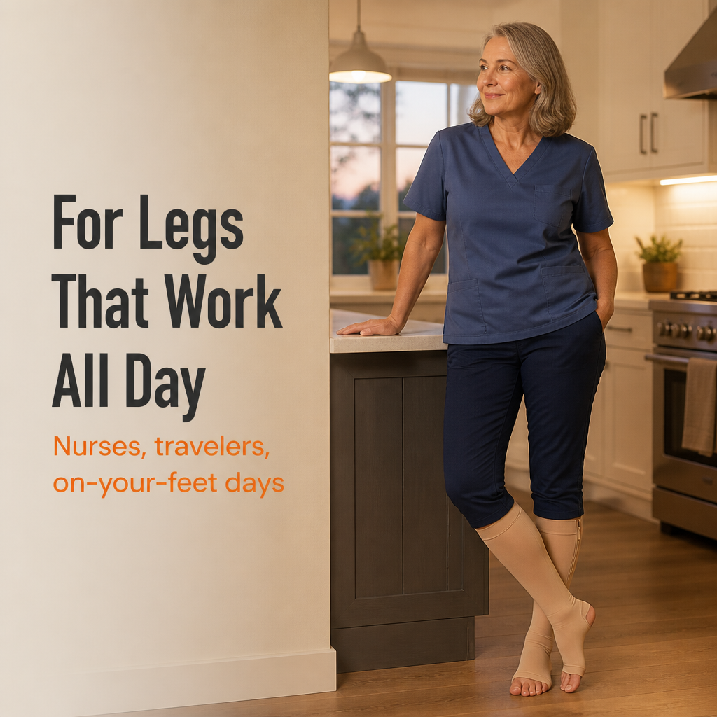 SilvaStride™ — Zip On Compression That Eases Swollen, Tired Legs by Evening