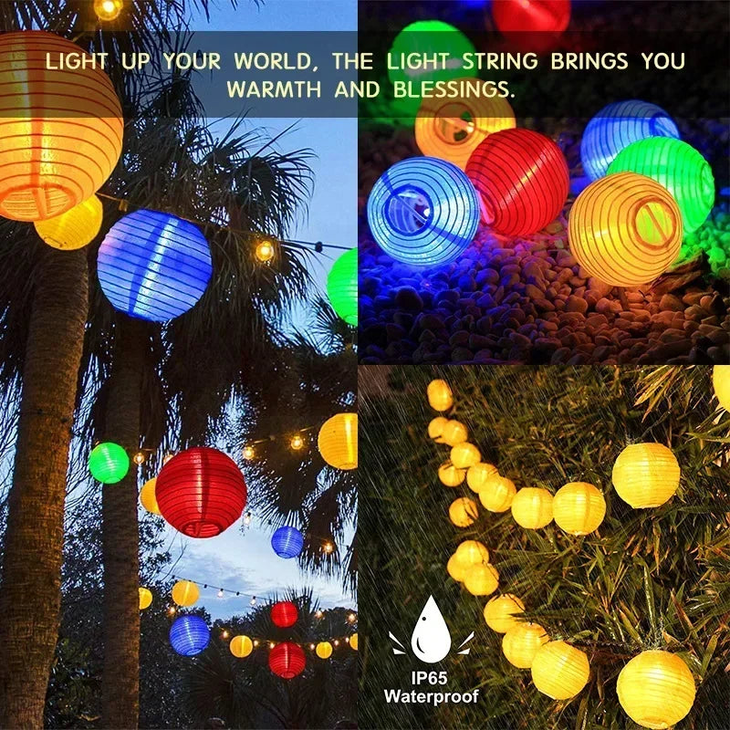 Solar LED Lantern String Lights – IP65 Weatherproof Build