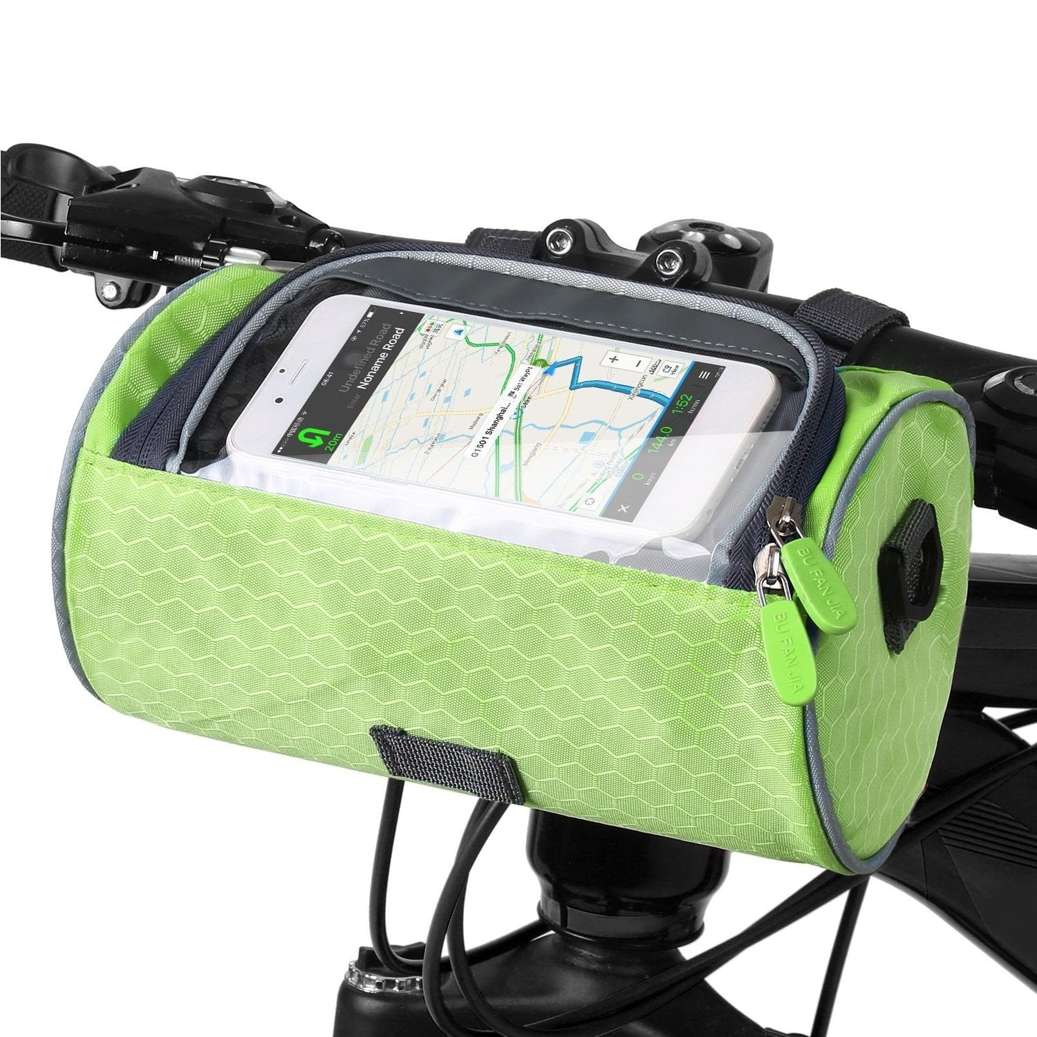 Streamlined Bicycle Handlebar Bag with Touchscreen Pocket