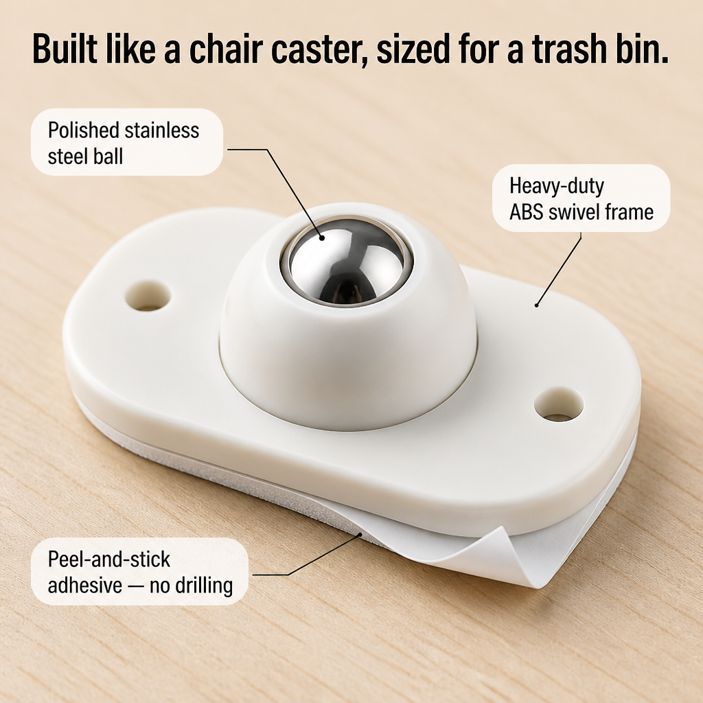 GlideSphere™ — Push and Roll Trash Cans, Storage Bins & Litter Boxes Effortlessly