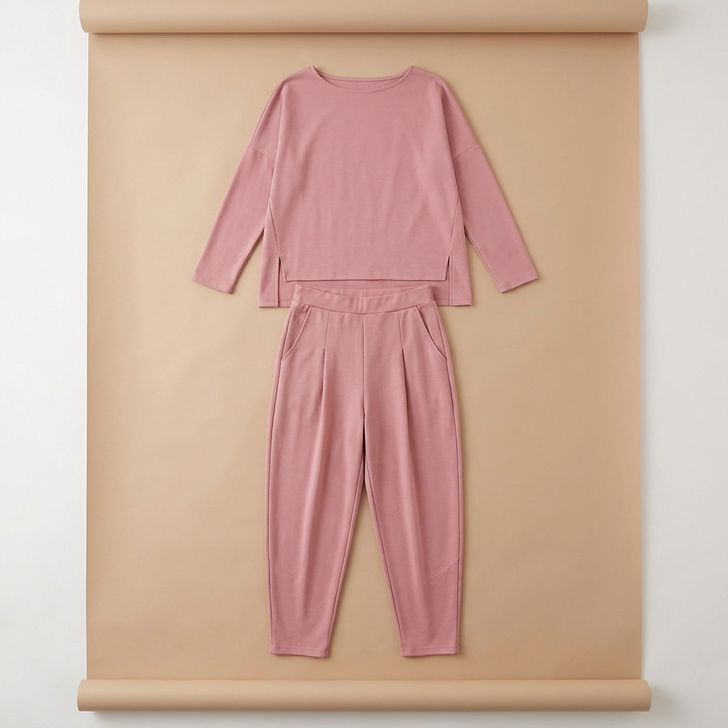 LuminaEase™ – Laid-Back Boat-Neck Top & Slimmed Pant Set