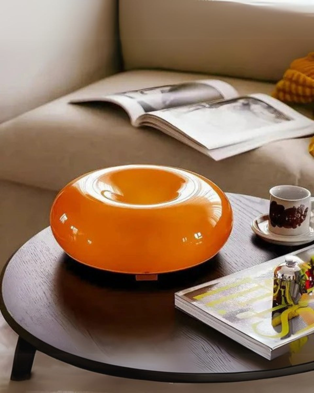Round Donut-Style Table Lamp with Soft LED Glow