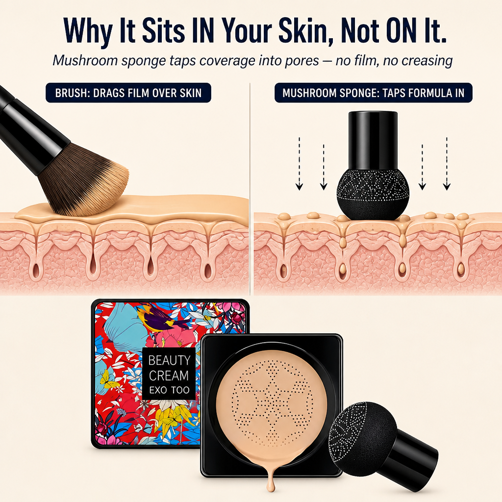 LumieraSilk™ — Conceal Pores, Spots & Redness With a Skin-Like Cushion Finish | Free Mushroom Sponge Included