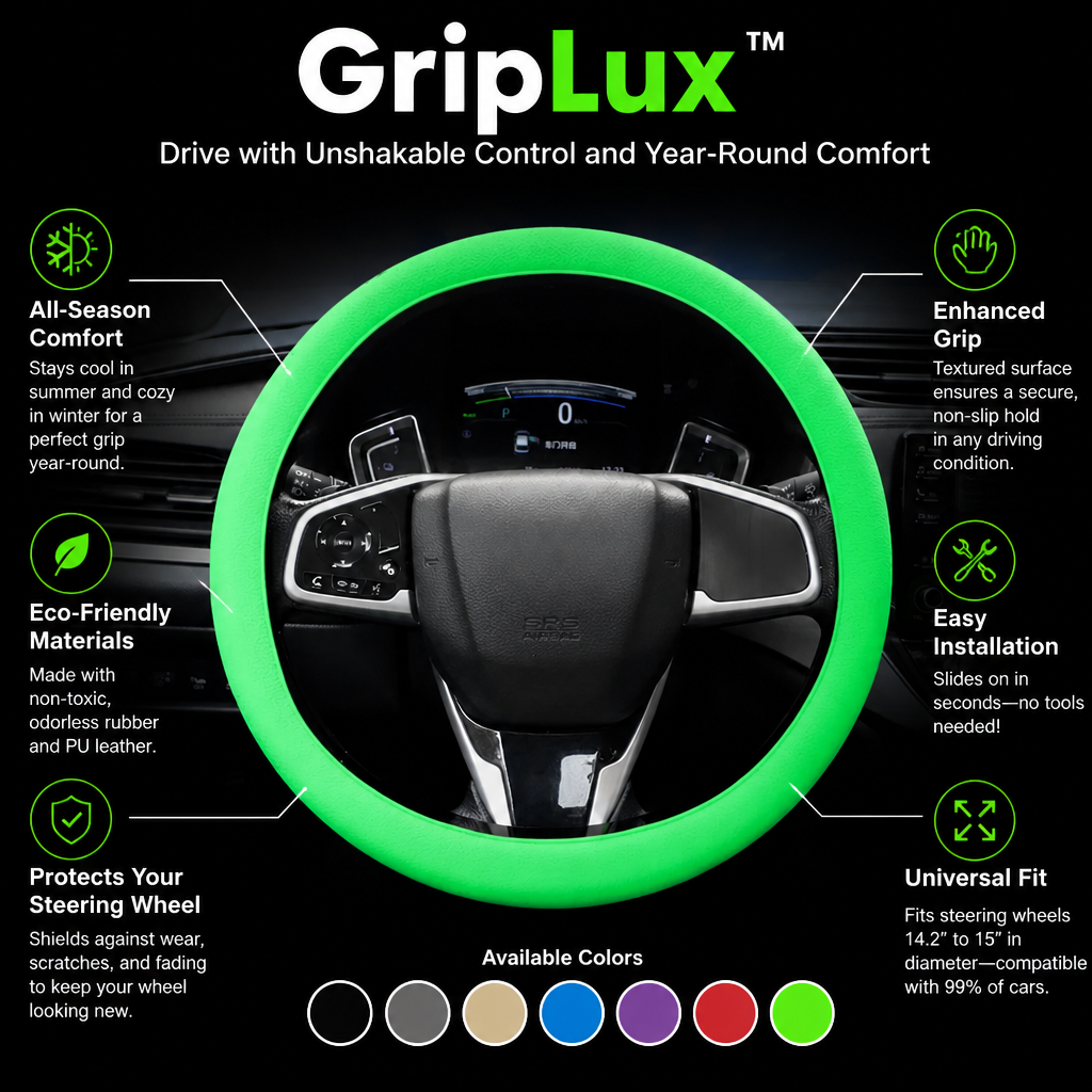 GripLux™ — Drive with Unshakable Control and Year-Round Comfort
