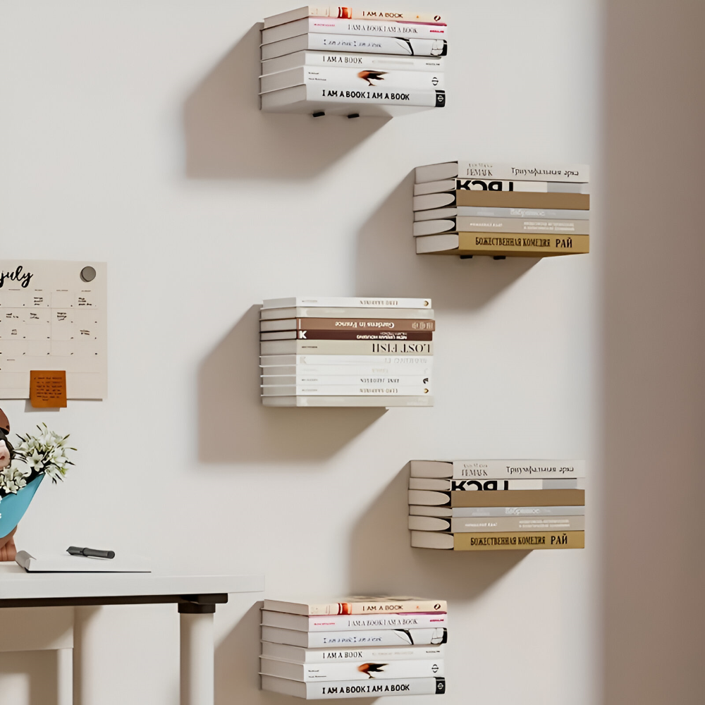 Floating Wall Shelf | Stealth Suspension Style for Books | Robust Iron Mounting Bracket | FloatShelf