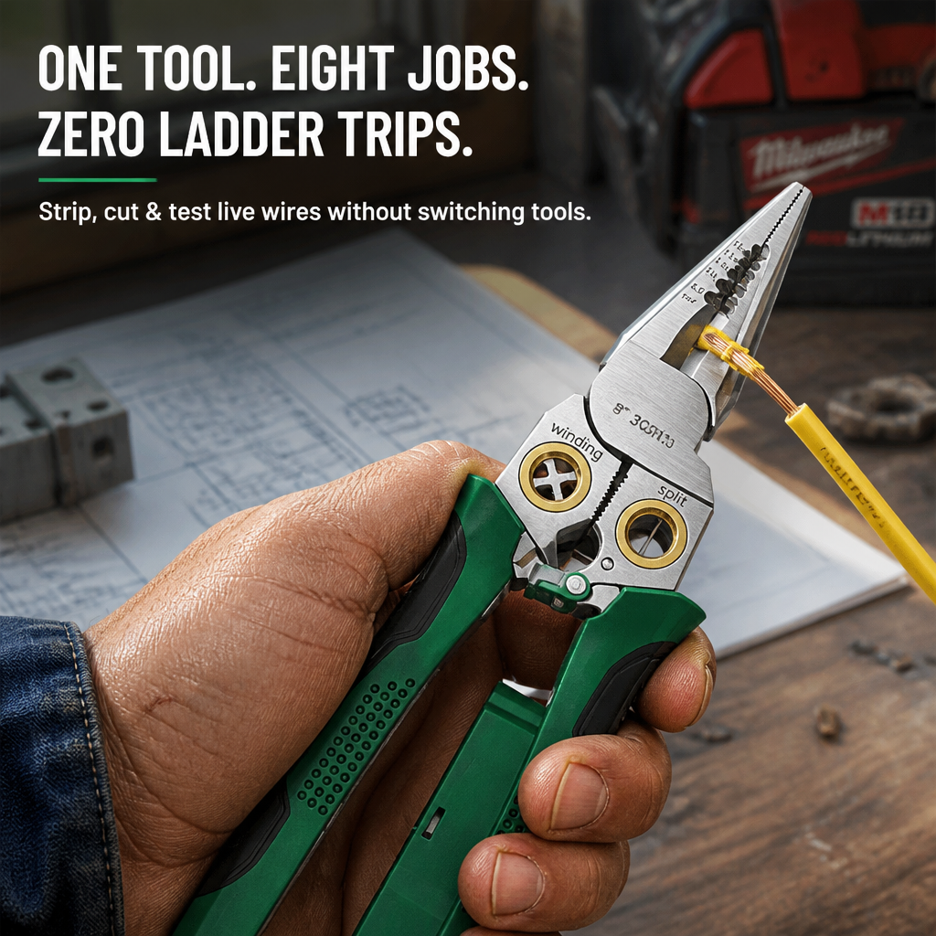 VoltEdge™ — Strip, Cut & Test Live Wires Without Changing Tools