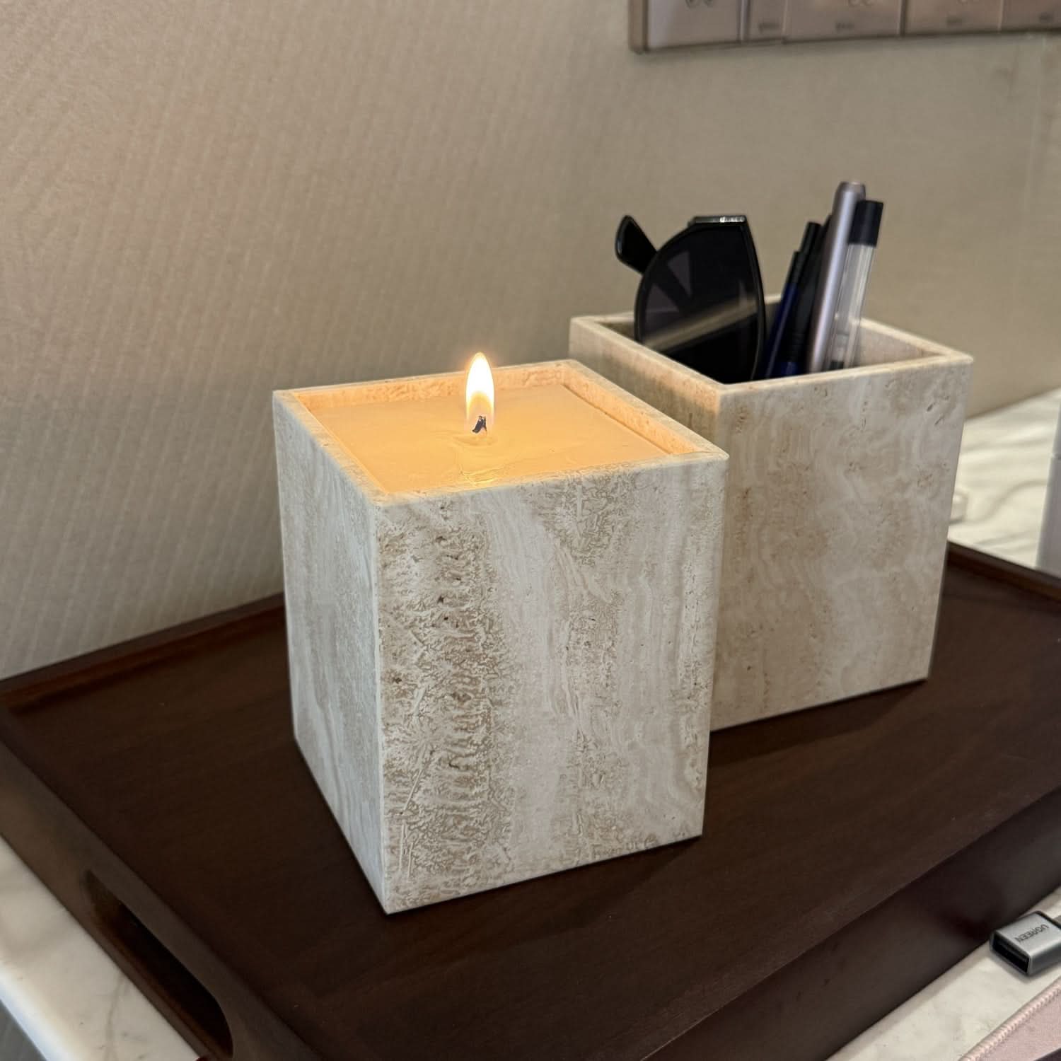 Natural Stone Vanity Organizer – Travertine Design