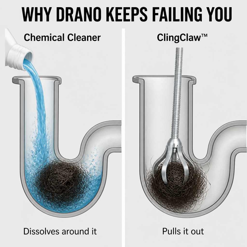 ClingClaw™ — Extract The Hairball Drano And Plumbers Can't Access