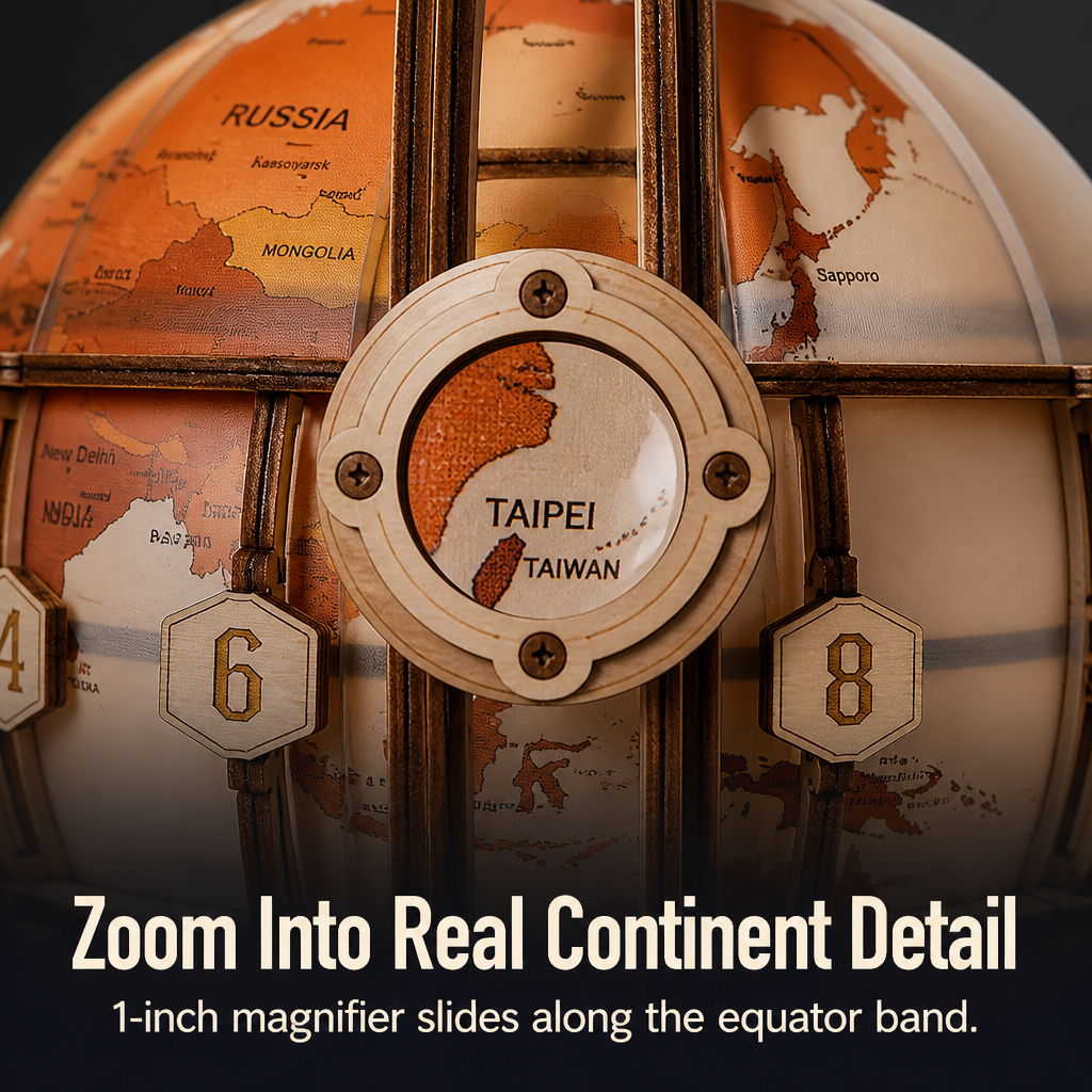 LumoraSphere™ — Click Together a Radiant Wooden Globe That Also Serves as Decor