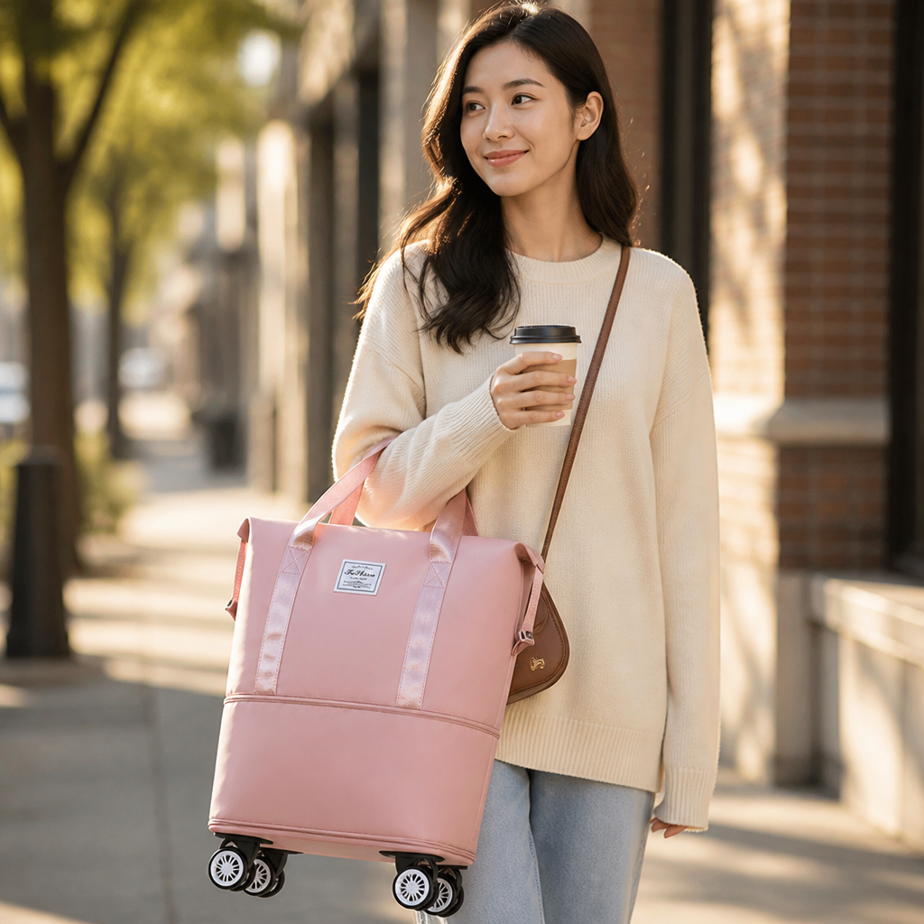 Voyana™ – Expandable Rolling Travel Tote with Detachable Wheels
