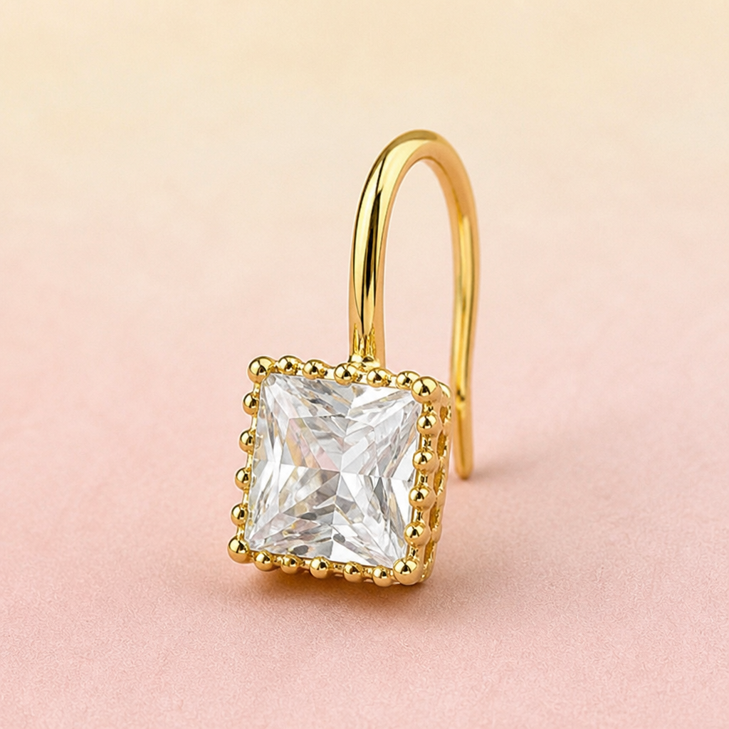 LumaLuxe™ – Delicate Square-Cut Crystal Drop Earrings in Gold