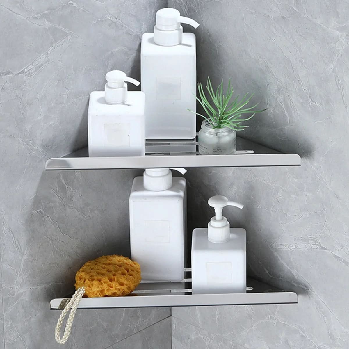 Stainless Steel Corner Shower Shelf – Organizer for Bathroom Storage