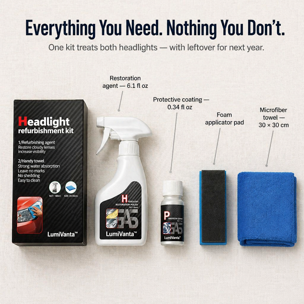 LumiVanta™ — Remove Yellow Fog & Seal Headlights Crystal-Clear in 2 Minutes