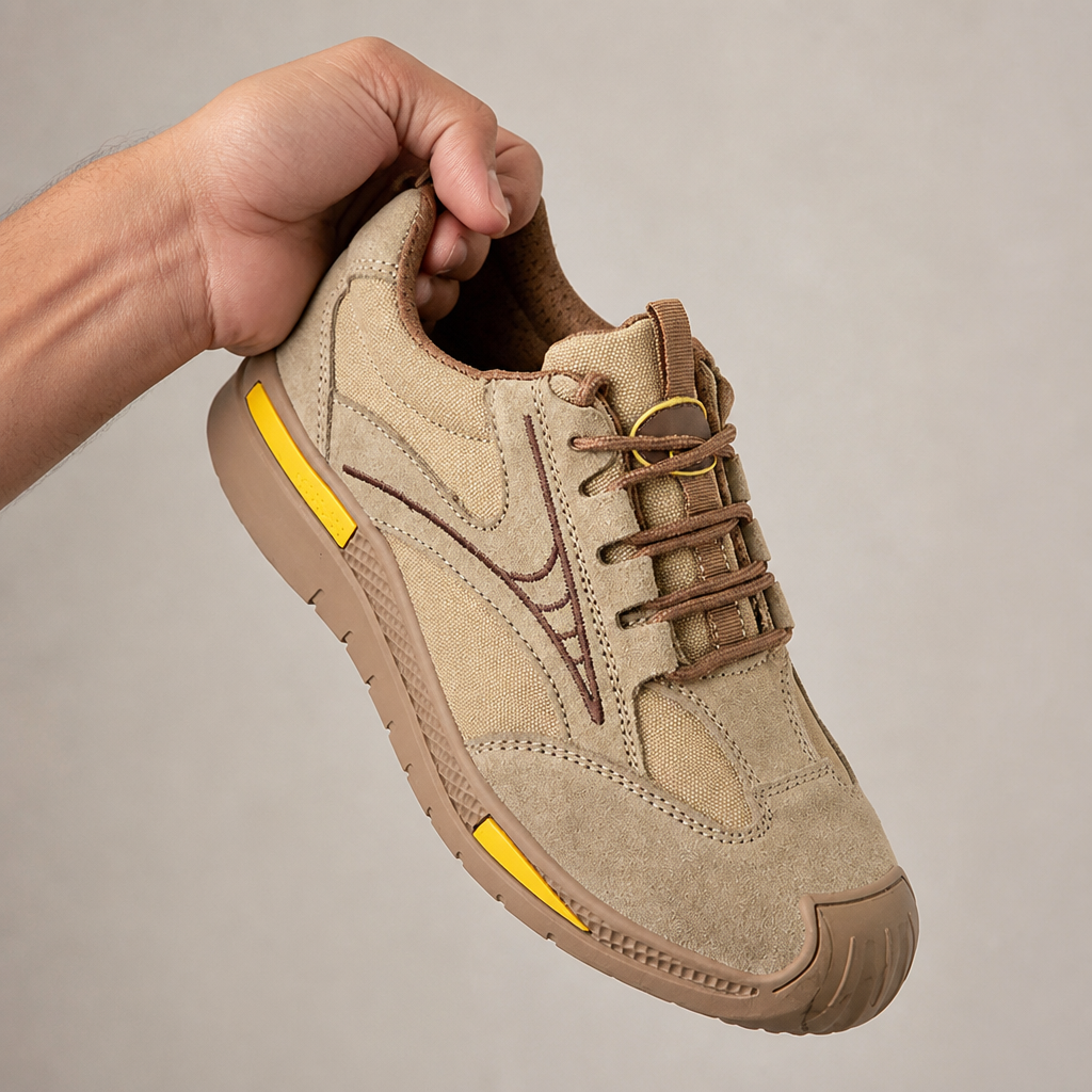 FortressStride™ – Ventilated Steel-Toe Work Shoes Featuring Kevlar Puncture-Resistant Midsole