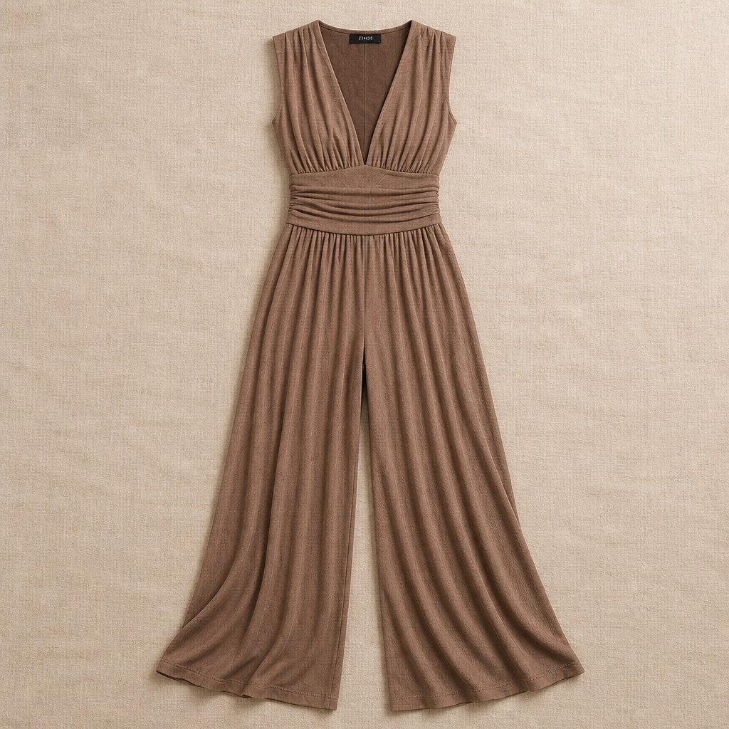 VeronaLuxe™ – Soft Ribbed Sleeveless Wide-Leg Jumpsuit