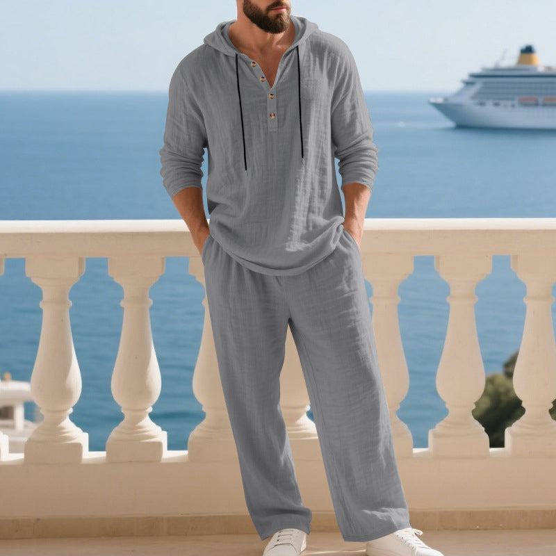 Drakescape™ – Laid-Back Hooded Linen-Blend Two-Piece Set