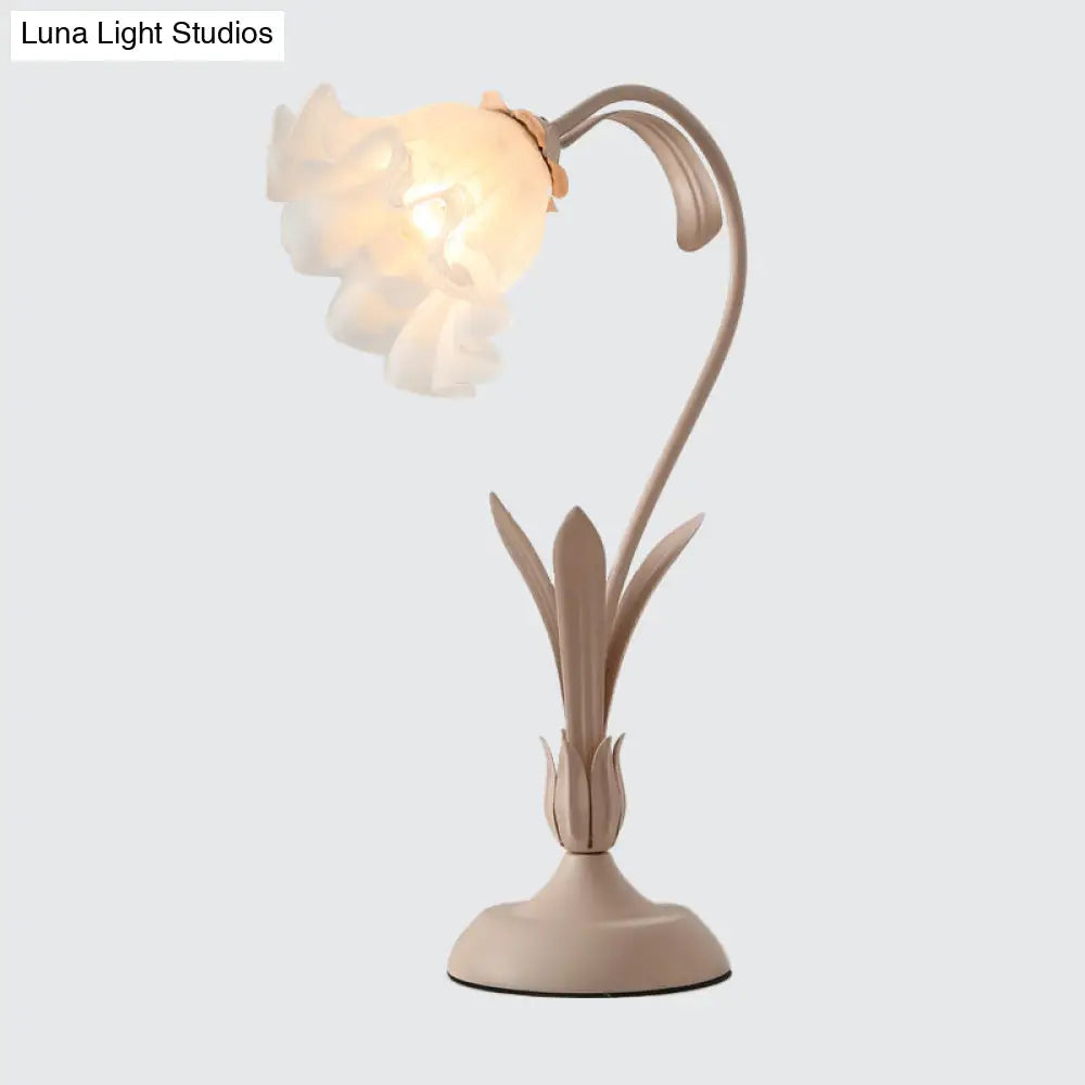 Countryside Frosted Glass Night Lamp – Flower Design, Single-Light Table Lamp for Kids’ Rooms (Available in Pink or Green)