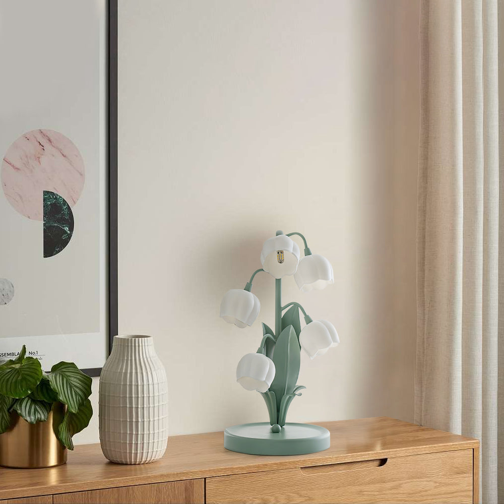 Table lamp featuring a bell orchid