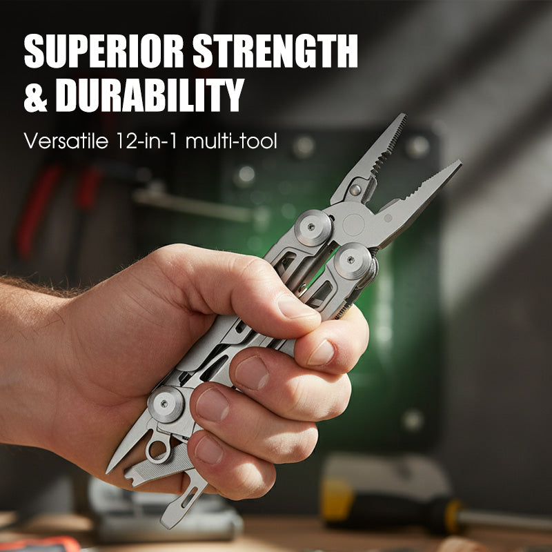 Compact Stainless Steel Multi-Tool with Pliers – 12 Functions
