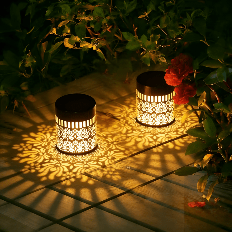 Solar Lotus Projection Table Lamp for Outdoor Use