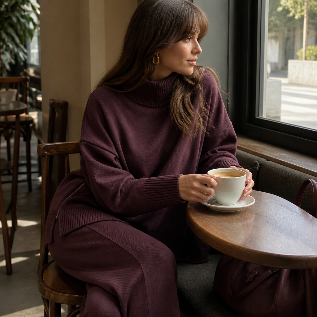 SilvaEase™ – Comfortable Oversized Sweater with Wide-Leg Pant Set