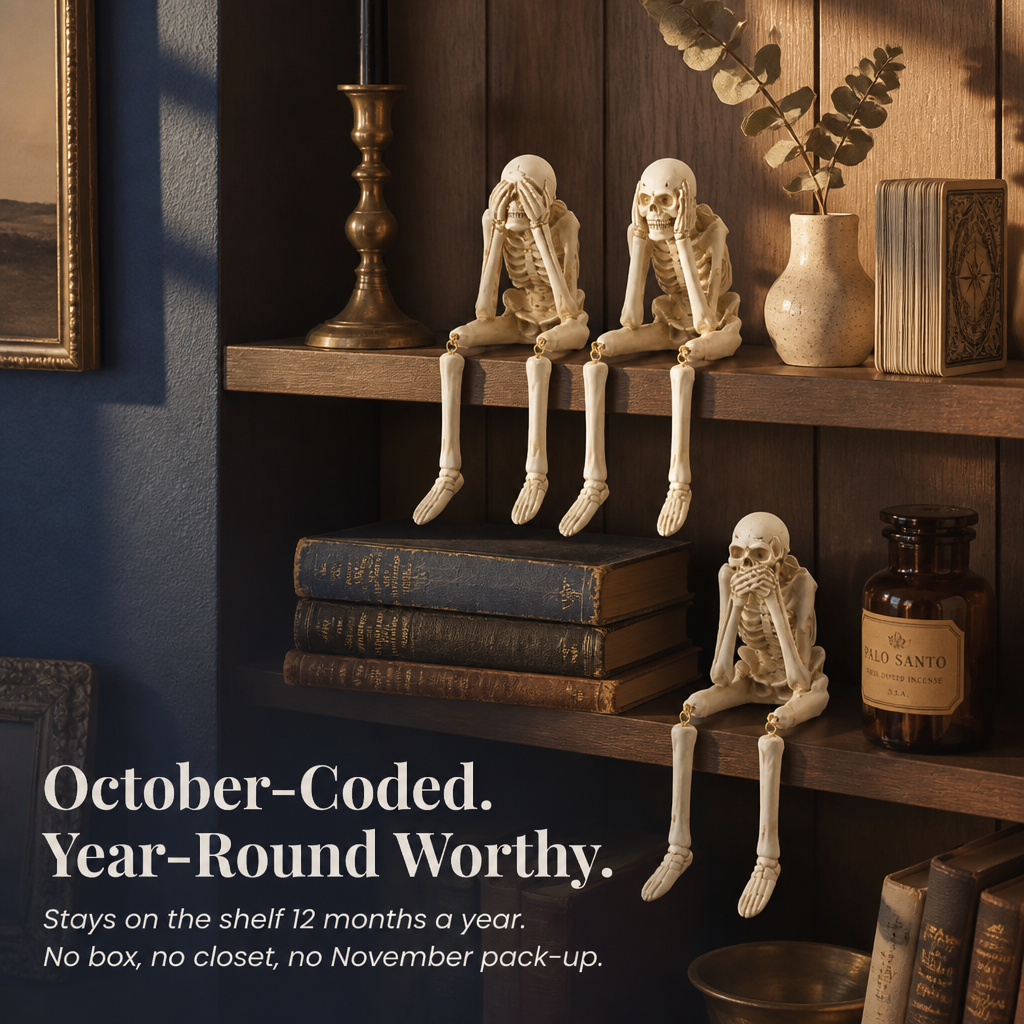 ChuckLuxe™ — Dress Your Shelf with the Dangling-Leg Skeleton Trio Everyone’s Talking About | Set of 3