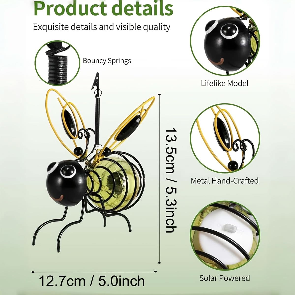 Solar-Powered Garden Light in Bee Design for Hanging Display