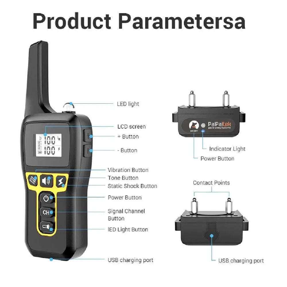 Long-Range Dog Training Collar with Waterproof Remote
