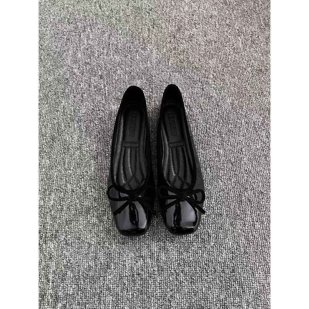 Chic Glossy Ballerina Flats for Women - Ruby Red