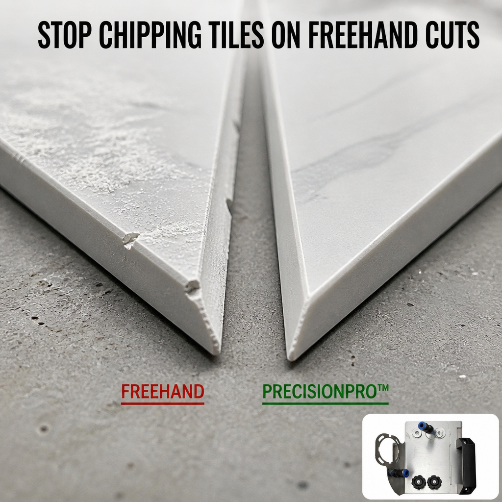 PrecisionPro™ — Carve Factory-Crisp 45° Tile Miters Minus a Wet Saw