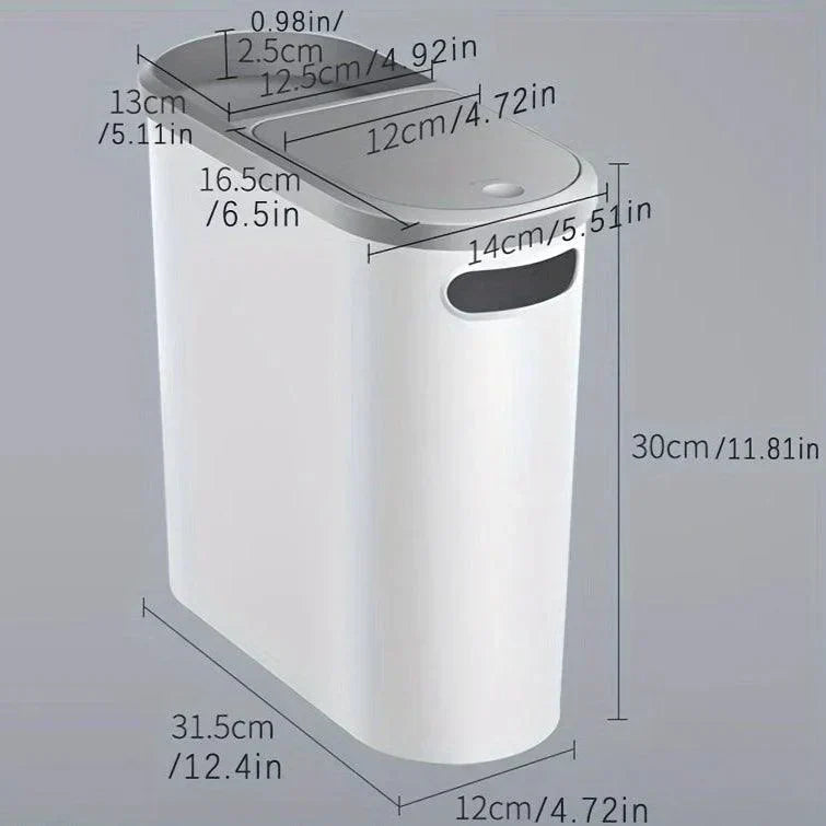 10L Whisper-Quiet Bathroom Waste Bin - Space Efficient Design
