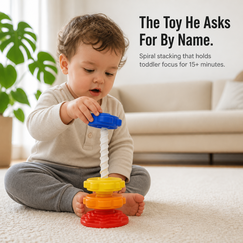 TwirliPlay™ — Twist Rainbow Discs Along a Spiral Pole Toddlers Won't Quit