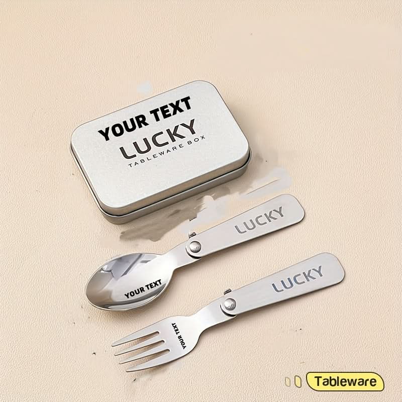 Compact Portable Cutlery Set with Folding Fork and Spoon