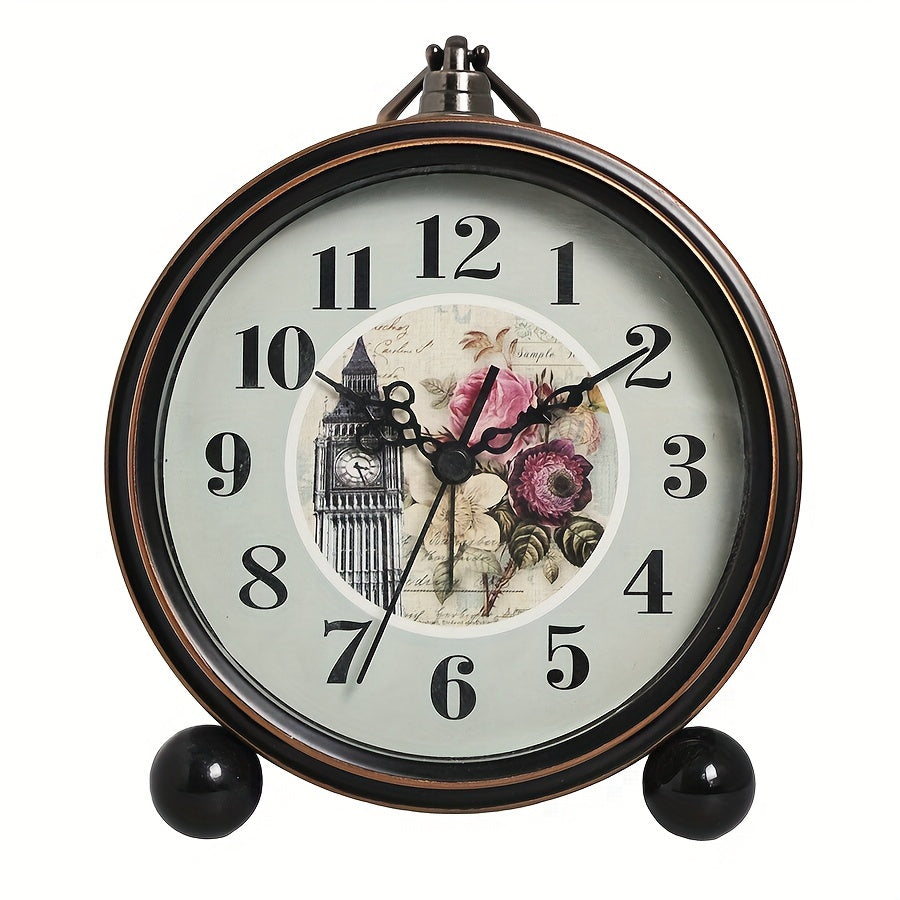 Classic European Metal Alarm Clock with Silent Operation