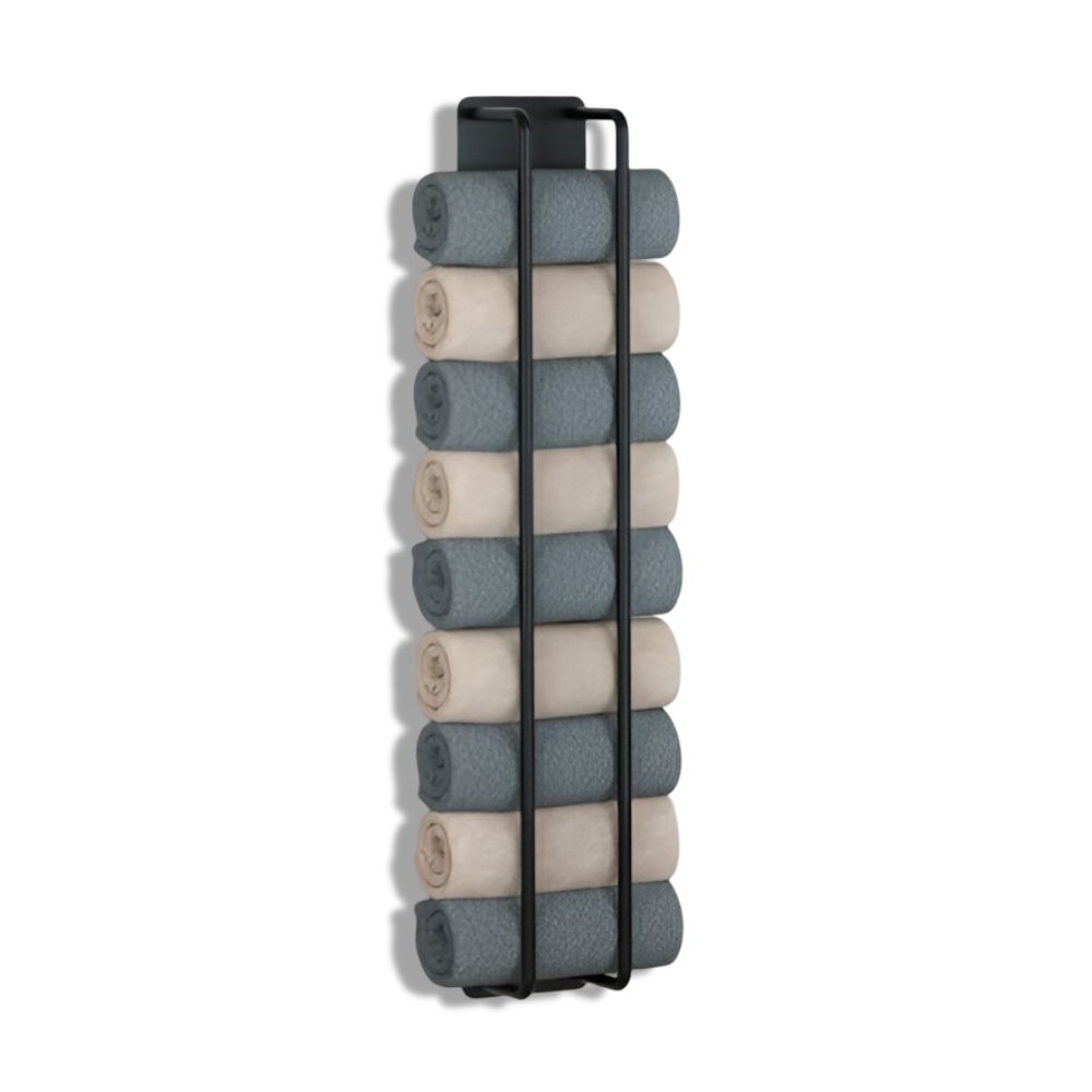 Towel Rack | Vertical Wall Organizer | Open Wire Basket | TowelStack