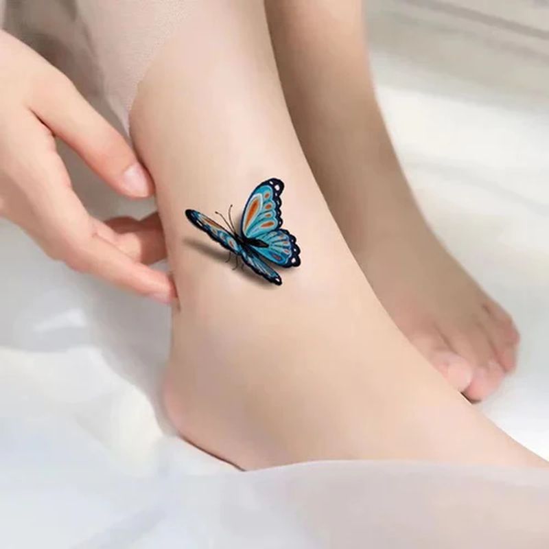 Flower and Butterfly Design 3D Temporary Tattoo Stickers