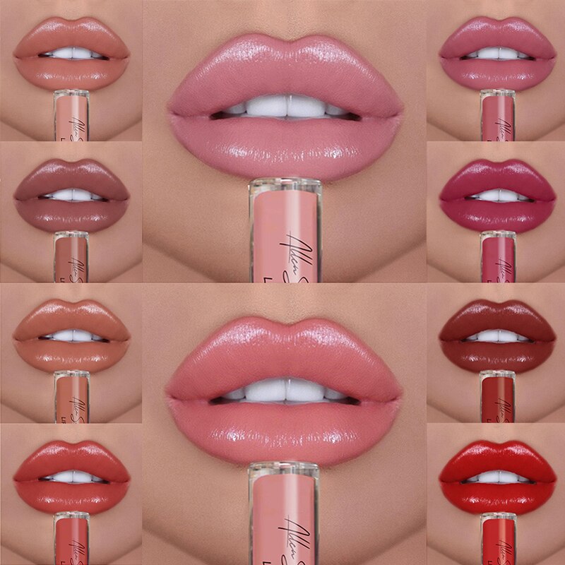 12 Shades of Creamy Lipstick - Colorful Texture