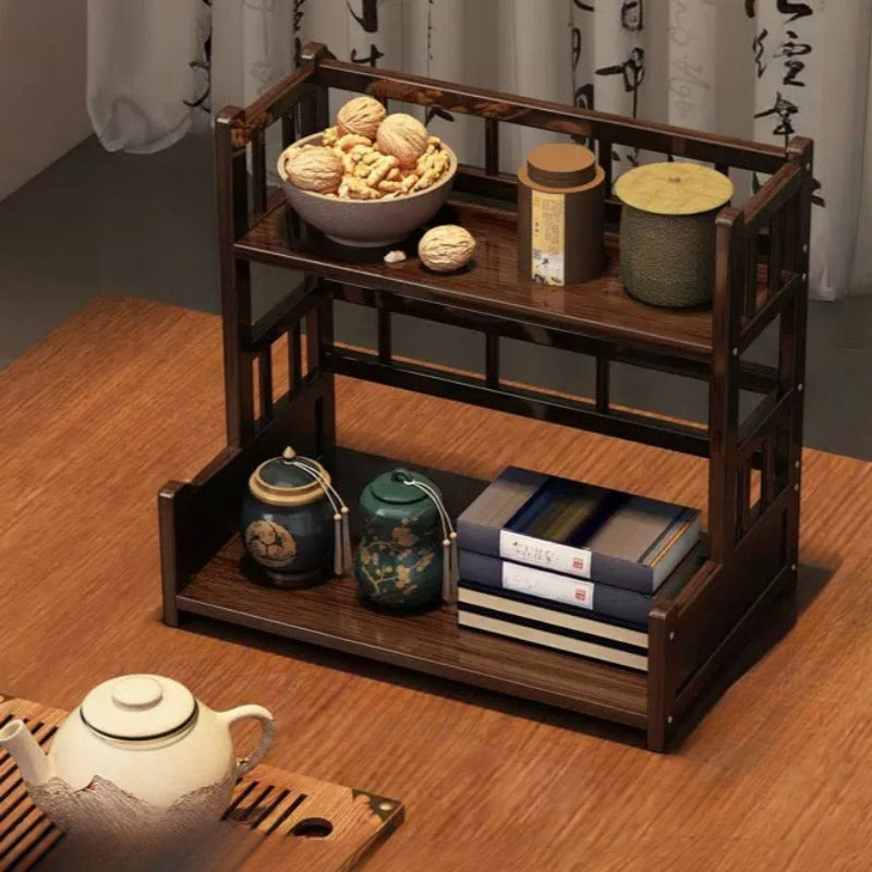 Chic Wooden Multi-Level Tea Station Organizer