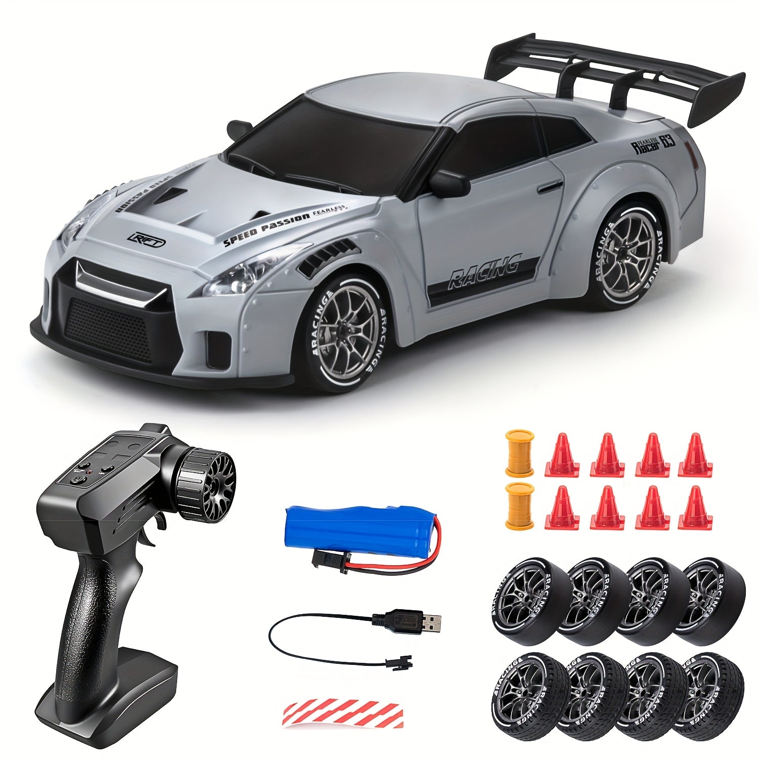 Dynamic 1:24 Drift Racer with LED Wheels and Rechargeable Battery