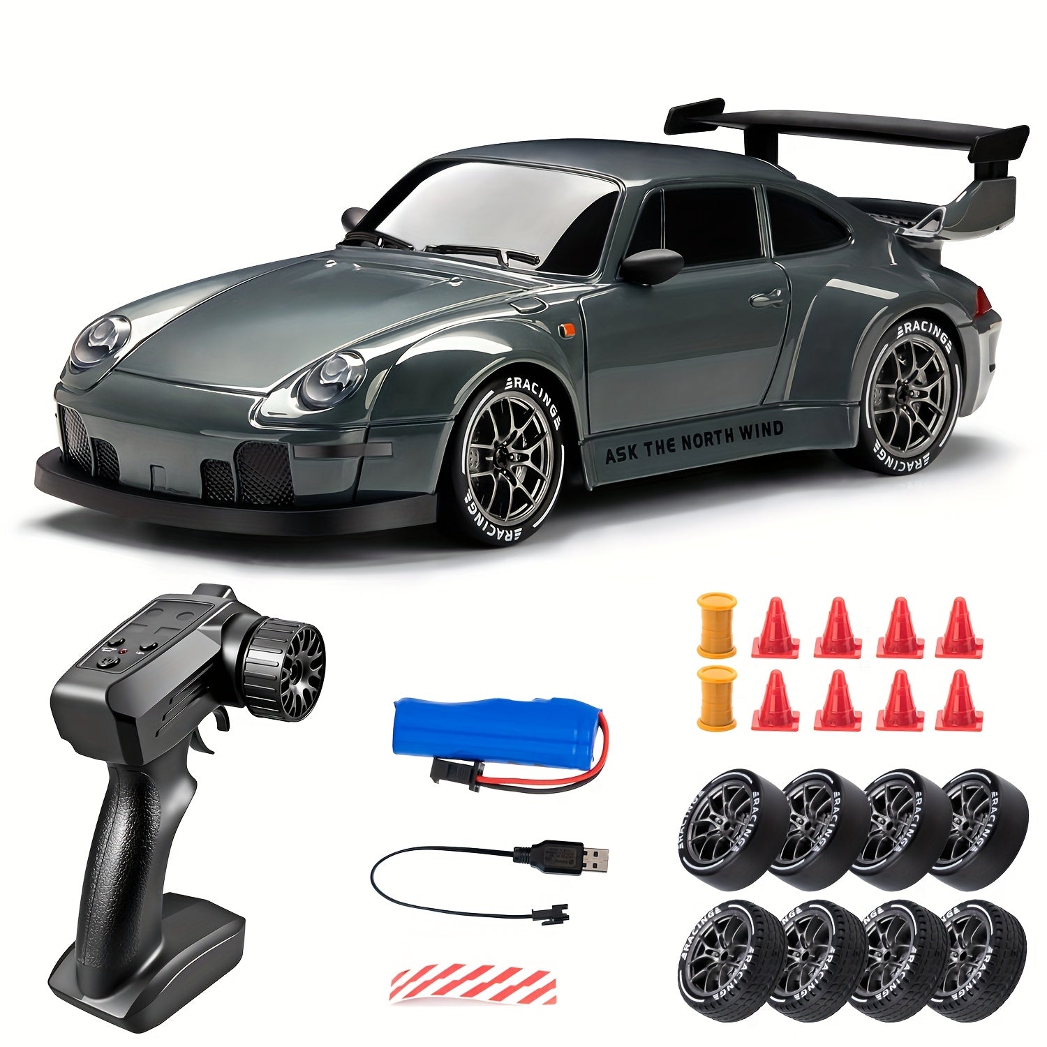 Dynamic 1:24 Drift Racer with LED Wheels and Rechargeable Battery