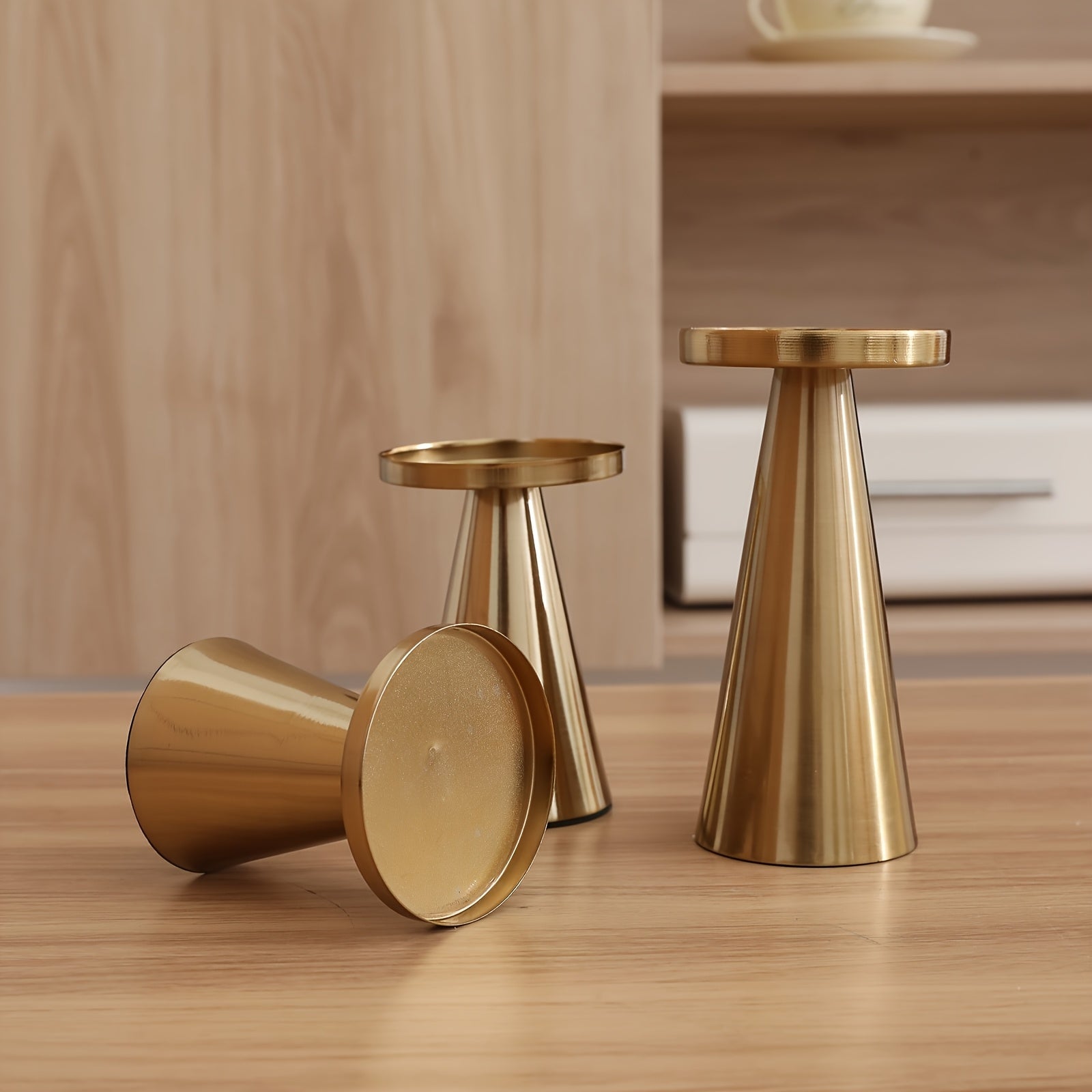 Trinity Elegance – Triad of Iron Cone Candle Holders