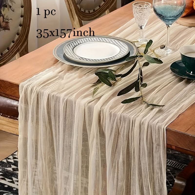 Crinkled Cheese Tablecloth for Stylish Boho and Holiday Decor