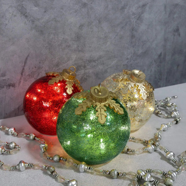 Glass Table Decorations Christmas Set of 3 — Add Sparkling Elegance to Any Table