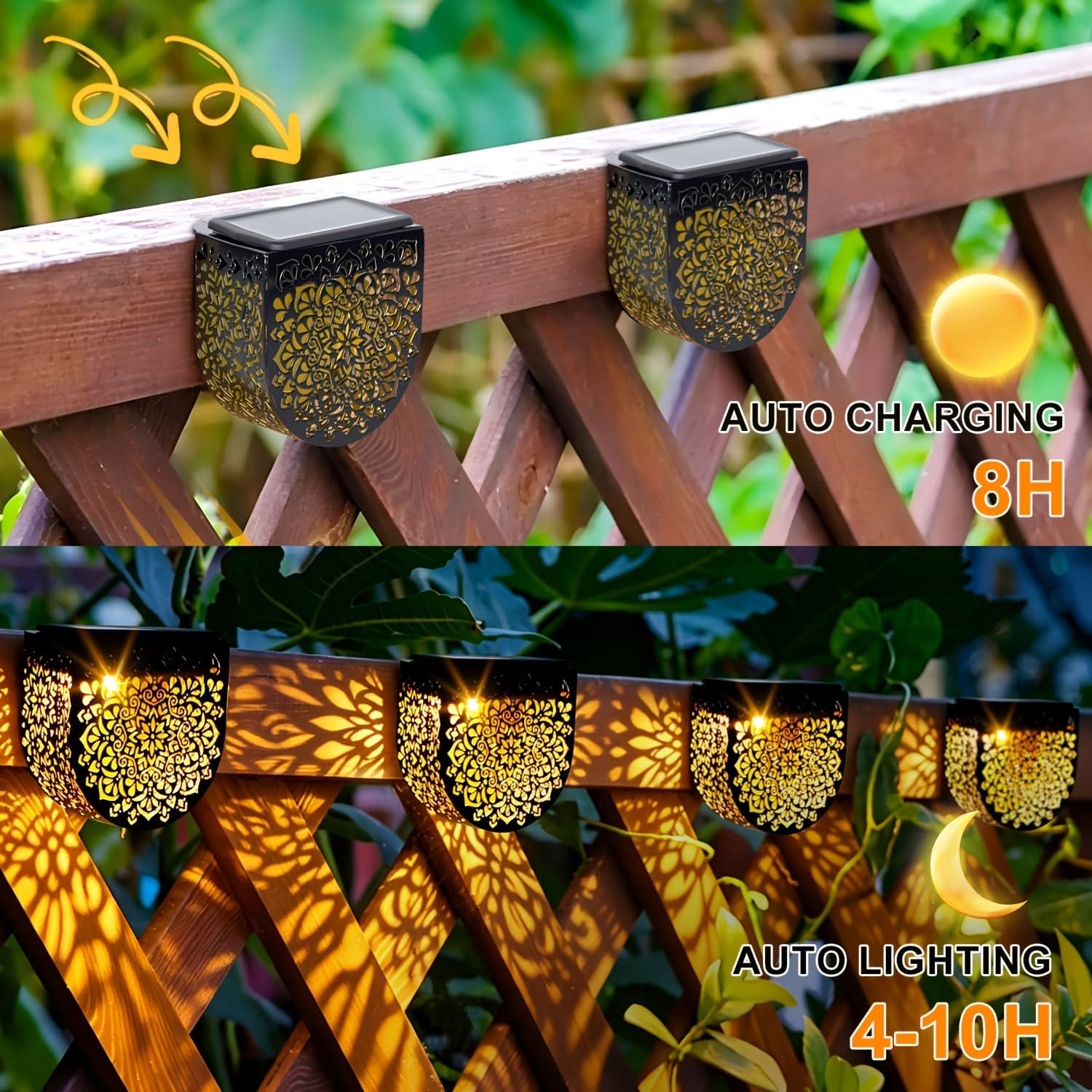 4-Pack of Solar Outdoor Fence Lights with HollowGlow Design