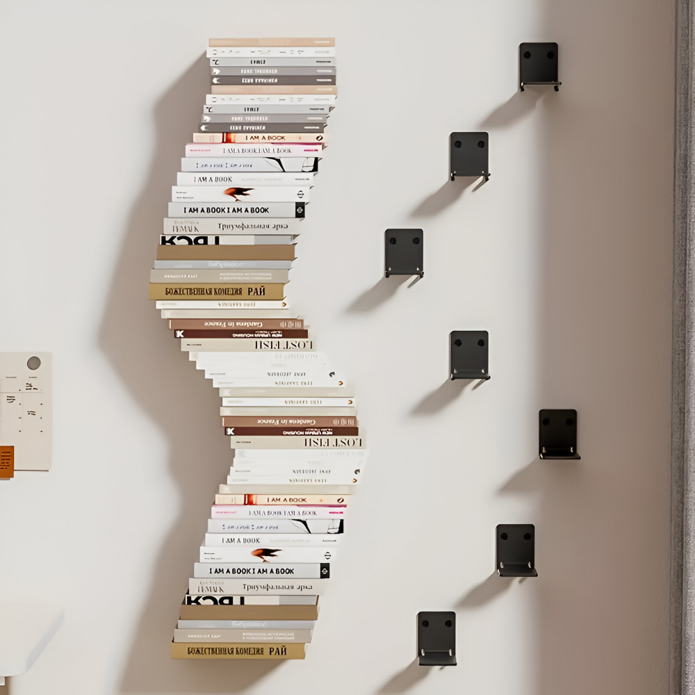 Floating Wall Shelf | Stealth Suspension Style for Books | Robust Iron Mounting Bracket | FloatShelf